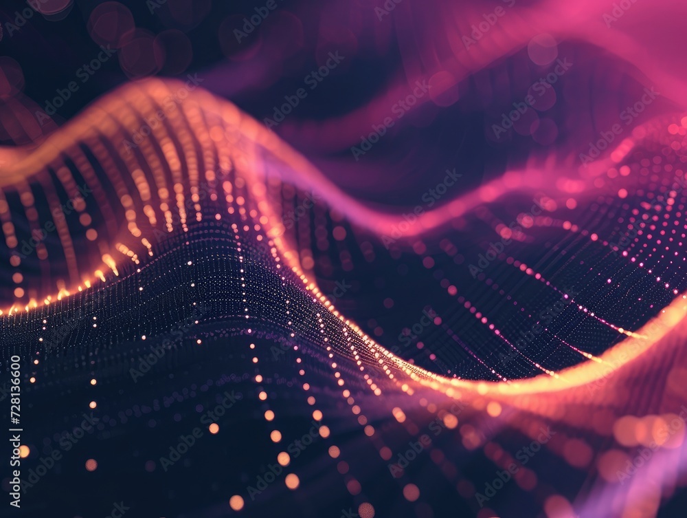 Poster wave of dots and weave lines. abstract background. network connection structure.