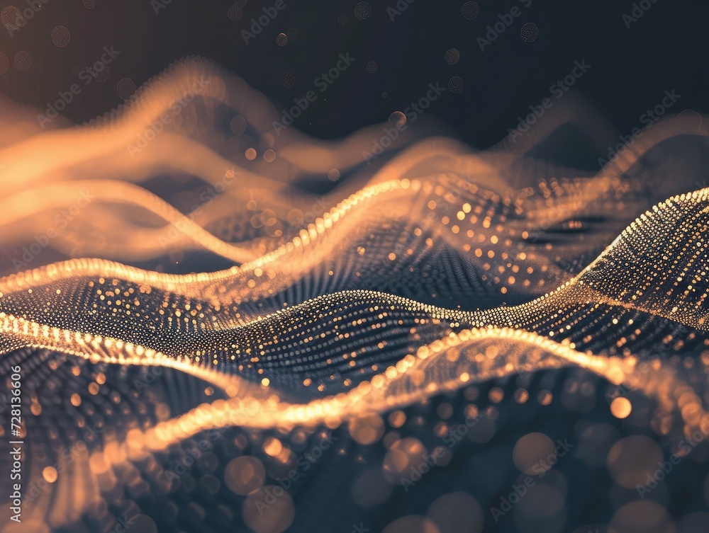 Poster wave of dots and weave lines. abstract background. network connection structure.