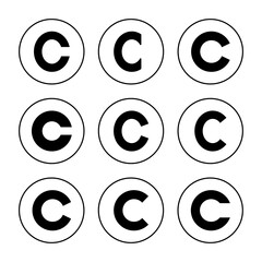 Copyright icon set vector. copyright sign and symbol