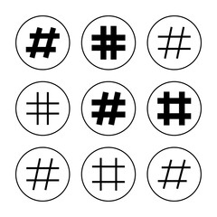 Obraz premium Hashtag icon set vector. hashtag sign and symbol