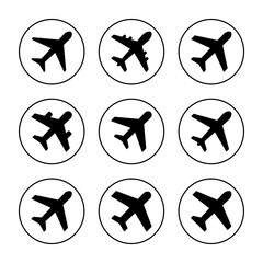 Plane icon set vector. Airplane sign and symbol. Flight transport symbol. Travel sign. aeroplane