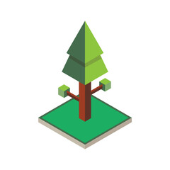 Isometric green tree park concept design vector