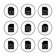 Sim card icon set vector. dual sim card sign and symbol