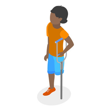 3D Isometric Flat  Illustration of Children With Cerebral Palsy. Item 2