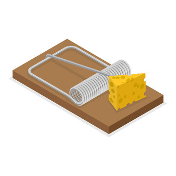 3D Isometric Flat  Set of Wild Animal and Insect Traps. Item 3