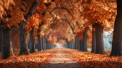 Foto auf Alu-Dibond "Autumn Alley" - Tree Alley in the Park in Autumn © yasir