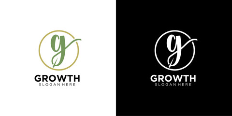 letter G growth Abstract business company logo. Corporate identity design element. Technology, market, bank logotype idea. vector template - obrazy, fototapety, plakaty