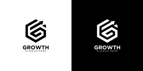 letter G growth Abstract business company logo. Corporate identity design element. Technology, market, bank logotype idea. vector template