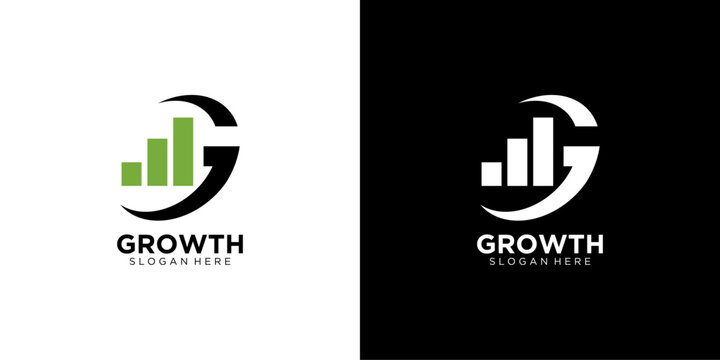 letter G growth Abstract business company logo. Corporate identity design element. Technology, market, bank logotype idea. vector template