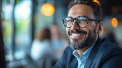 Fototapeta premium Smiling Man With Glasses and Beard