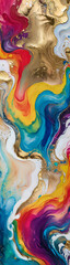 Pride colours Abstract: Rainbow-Colored Paint Background with Watercolour Stone Marble Texture - Modern Ink Pattern, Gold, Glitter, LGBT+ Design, Background, Wallpaper, Website Skyscraper