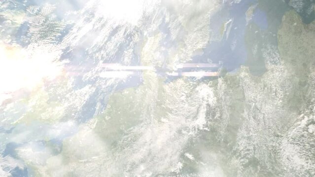 Zoom in from space and focus on Ahrensburg, Germany. 3D Animation. Background for travel intro. Elements of this image furnished by NASA.