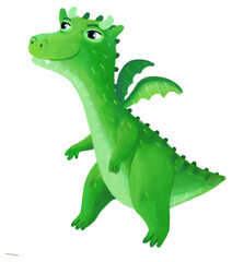 Fototapeta premium cartoon happy and funny colorful medieval dragon or dinosaur dino isolated illustration for children