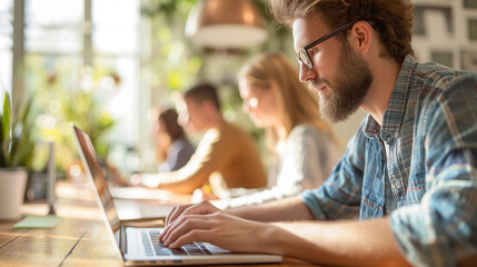 Man Sitting in Front of Laptop Computer