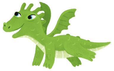 cartoon happy and funny colorful medieval dragon or dinosaur dino isolated illustration for children