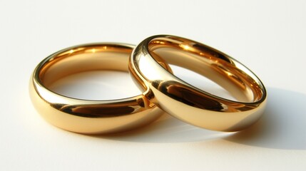 A close-up shot of two wedding rings, with a soft light illuminating the rings