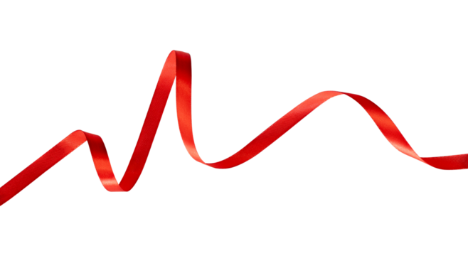 Wavy shiny red ribbon isolated