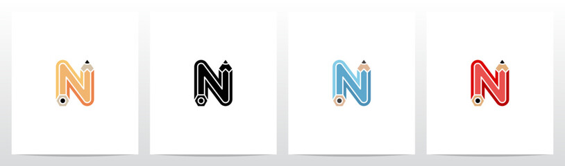 Pencil Shaped Letter Logo Design N