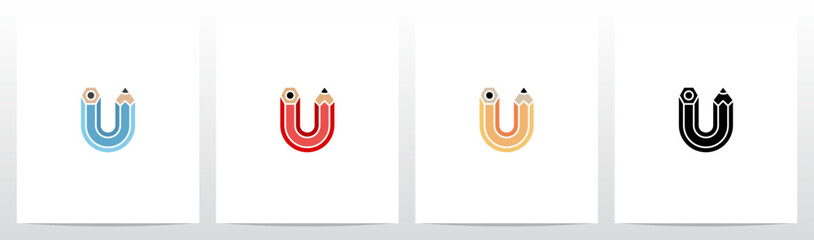 Pencil Shaped Letter Logo Design U © recehan