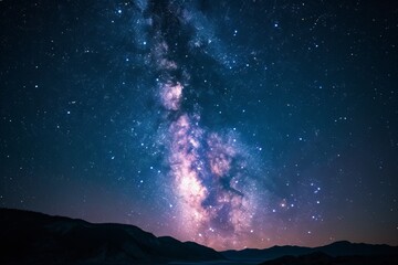The Milky Way unfurls its stellar splendor across the night sky, a cosmic river amidst the silence of eternity.


