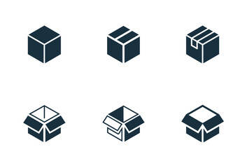 Isometric package with arrow icons set on white background. online delivery service business. Parcel container, packaging boxes, web design for applications.