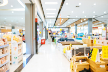 Abstract blurred of people in shopping mall of department store for background