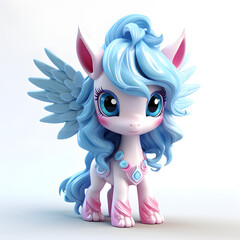 Cute blue-haired unicorn