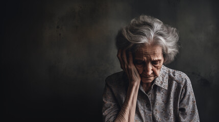 Fototapeta premium Contemplative Solitude, Perfectly suited for themes of mental health, aging, and social issues, this hyperrealistic AI-generated stock photo resonates with the quiet dignity and the often-unspoken 