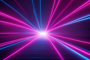 3d render Abstract  Geometric figure in neon light 
