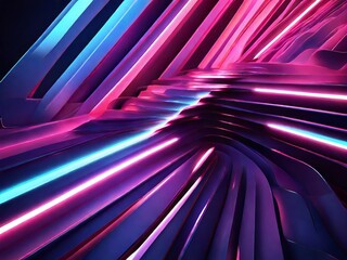 3d render Abstract  Geometric figure in neon light 
