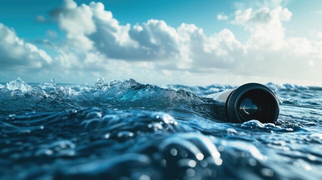 A periscope extending out of water