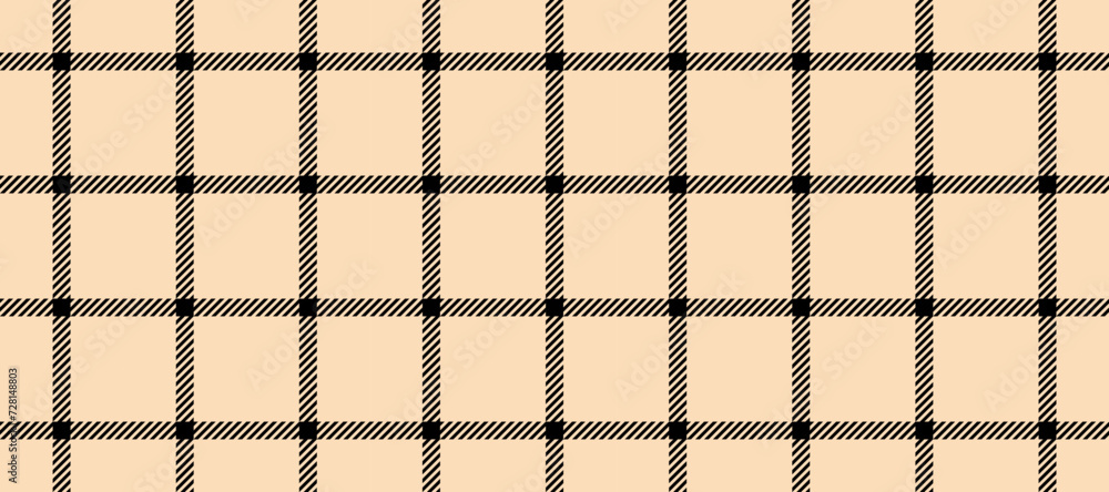 Poster Seamless beige windowpane pattern. Checkered plaid repeating background. Tattersall tartan texture print for textile, fabric. Repeated neutral check wallpaper. Vector cozy blanket backdrop