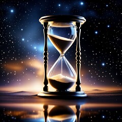Golden Hourglass with Stars at Night