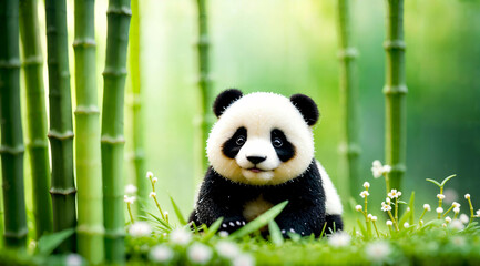 Panda Bear in the Grass