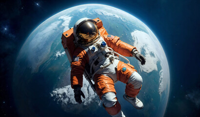 Fototapeta premium Spacewalker over Earth