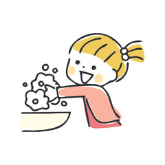 手を洗う子どものイラスト
