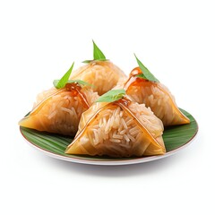 a jelly zongzi fruits dumplings to celebrate chinese dragon boat festival, studio light , isolated on white background