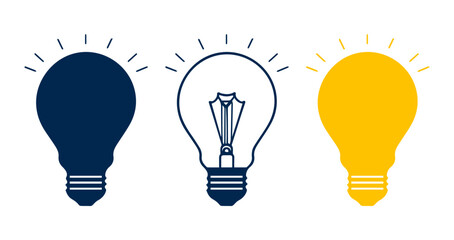 set of three light bulb represent effective business idea concept design vector