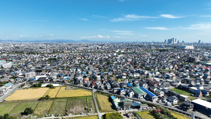 甚目寺駅あたりから、名古屋の駅前をドローンで俯瞰撮影
