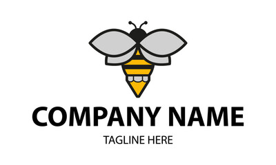 Orange and Grey Color Bee Insect Cone Logo Design