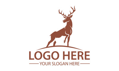 Brown Color Deer Standing Logo Design