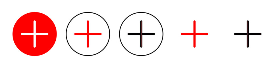 Plus Icon set illustration. Add plus sign and symbol