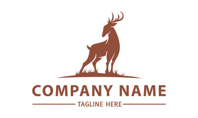 Brown Color Deer Standing Logo Design