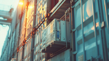 A closeup shot of a refrigerated container stacked on top of others in a ships hold each one equipped with stateoftheart technology to maintain the perfect temperature for