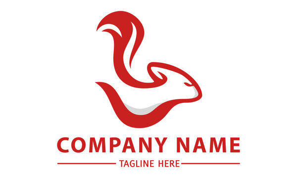 Red Color Squirrel Logo Design