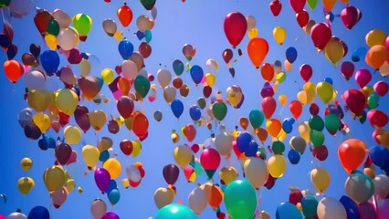 Floating Dreams: A Mesmerizing Display of Colorful Balloons Dancing in the Air