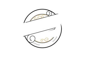 Vintage rounded border frame label logo design vector template. Simple classic style.