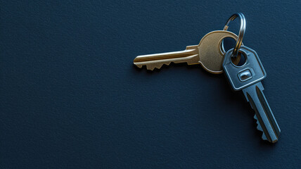 Two keys on a ring against a dark backdrop