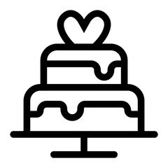 Wedding Cake Icon Vector Illustration in Line Style, Suitable for Web & Apps, Presentation, or Social Media