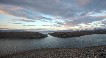 Twilight sunset sky over Homer Spit in Homer Alaska United States